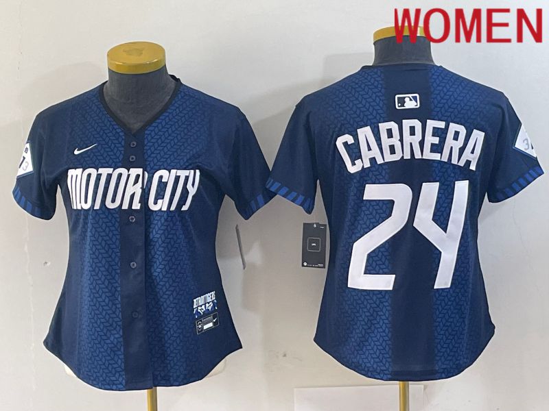 Women Detroit Tigers #24 Cabrera Blue City Edition Nike 2024 MLB Jersey style 1->women mlb jersey->Women Jersey